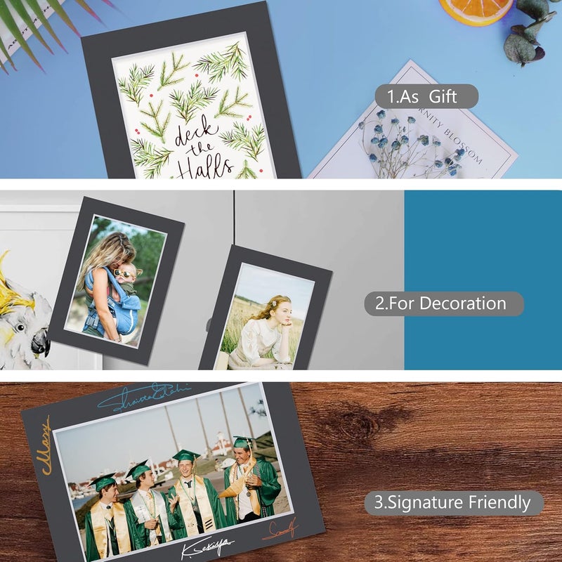 Somime 10 Pack Pre-Cut 11 x 14 Black Picture Mats for 8.5x11 Photos - White Core Bevel Cut Frame Matte, Acid Free, Ideal for Frames/Artwork/Prints - Image 2